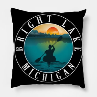 Bright Lake Kayaking Michigan Sunset Pillow