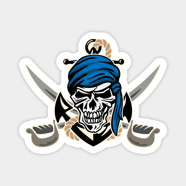 Pirate Skull with Anchor, Rope and Crossed Swords Magnet by hobrath