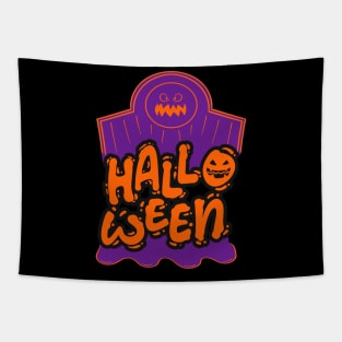 Halloween pumpkin head tombstone Tapestry