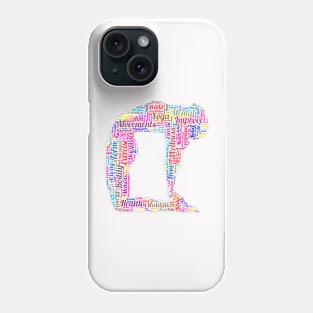 Yoga Excercise in Form Silhouette Shape Text Word Cloud Phone Case