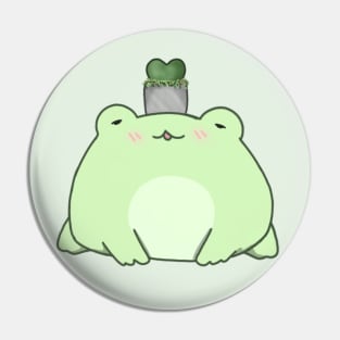 Chibi Frog With Succulent Plant (Light Green) Pin