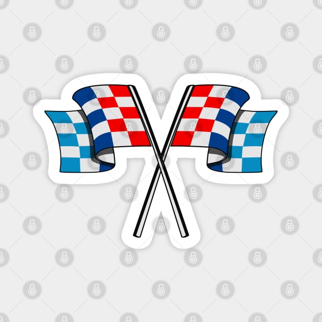Checked racing car flag (Blue, Red, Light Blue Color) Magnet by Jiooji Project