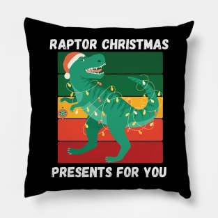 Funny Dinosaur T-Rex Raptor Christmas Presents Pillow