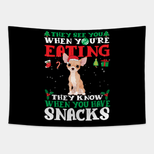 Christmas Dog Eating Snacks Tapestry