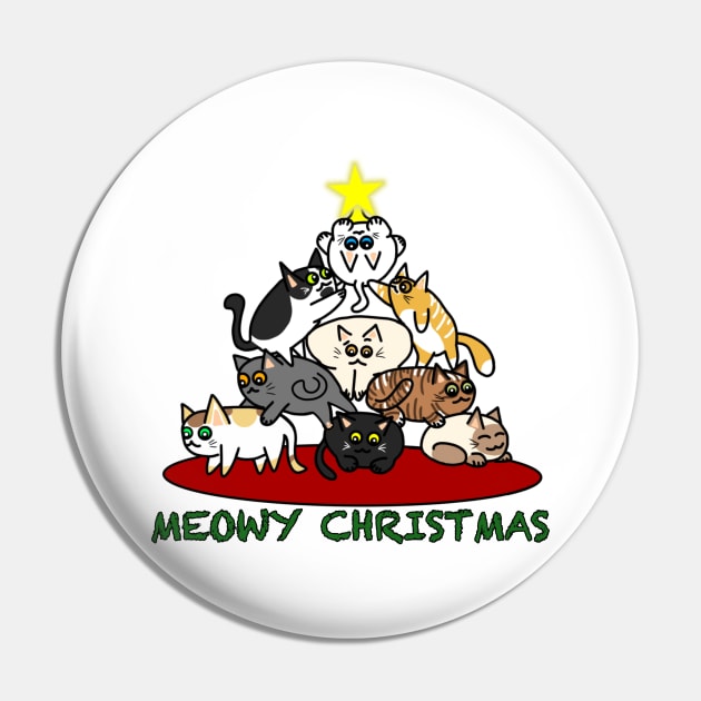 Meowy Christmas 2 (Small Print) Pin by Aeriskate