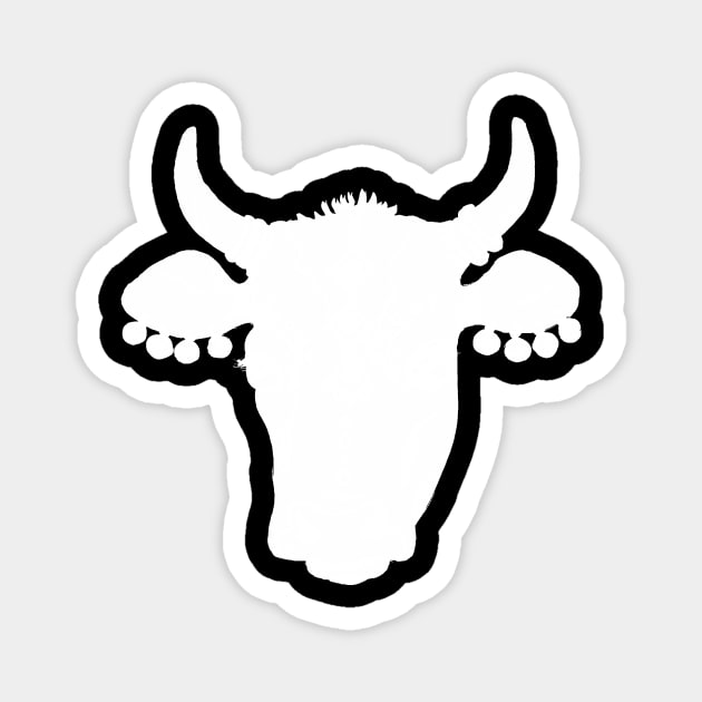 White Cow Head Silhouette Magnet by IvyLilyArt