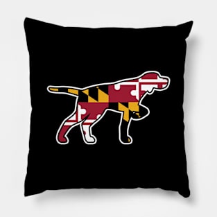 Pointer Dog Silhouette with Maryland Flag Pillow