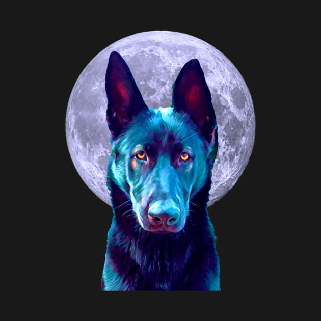 Black German Shepherd Moon for Dog Lovers by Mochi Merch