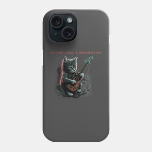 Feline like a rockstar - Cat playing guitar Phone Case