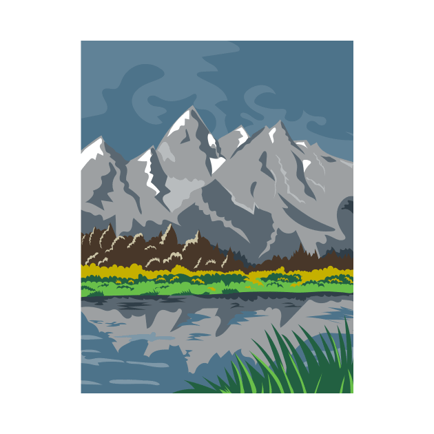 Grand Teton National Park Located in Jackson Wyoming United States WPA Poster Art Color by retrovectors