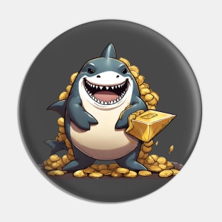 shark with piles of gold Pin