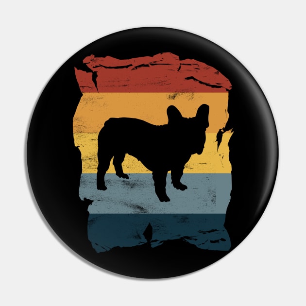 Bulldog Distressed Vintage Retro Silhouette Pin by DoggyStyles