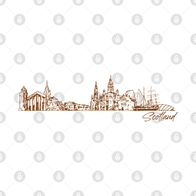 Scotland hand drawn skyline by SerenityByAlex