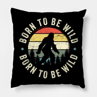 Born To Be Wild: Funny Vintage-Inspired Bigfoot Silhouette Pillow