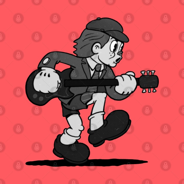 Angus Youthful rock star in 1930s rubberhose cartoon cuphead style by Kevcraven