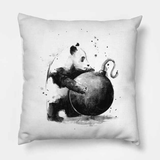 Boom Panda Pillow by Olechka