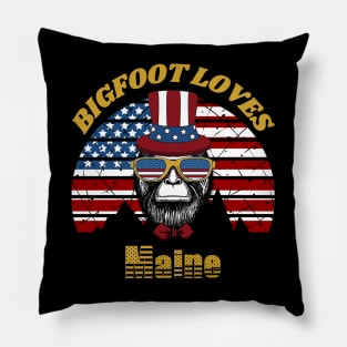 Bigfoot loves America and Maine Pillow