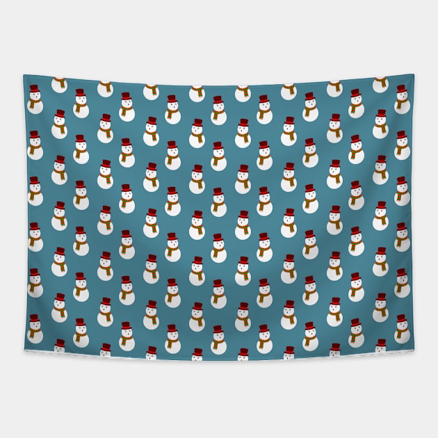 Blue Snowman Pattern Tapestry by saradaboru