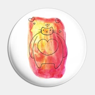 Tiny Head Big Body Watercolor Cat Pin