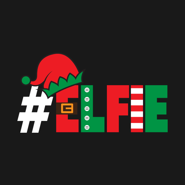 #Elfie Funny Christmas Elfie Elf Selfie Picture Holiday Pun by Mayzin