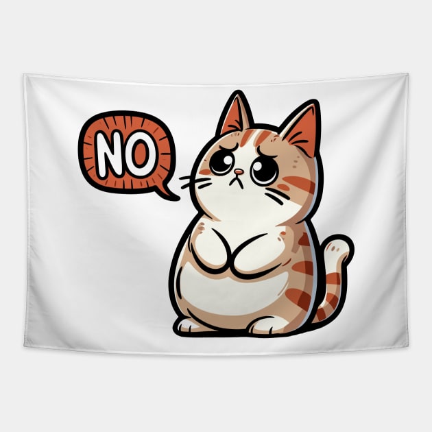 Funny Cat Saying No Tapestry by PhotoSphere