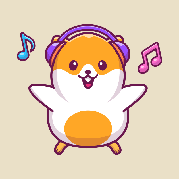 Cute Hamster Listening Music Cartoon by Catalyst Labs