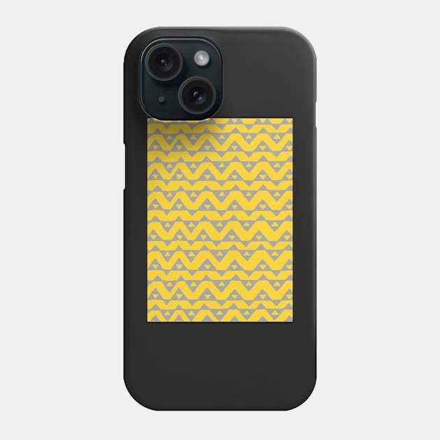 Mustard Yellow Grey Chevron Triangles Pattern Phone Case by dreamingmind