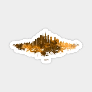 Chicago City Skyline - Orange Watercolor silhouette on Black Background Magnet