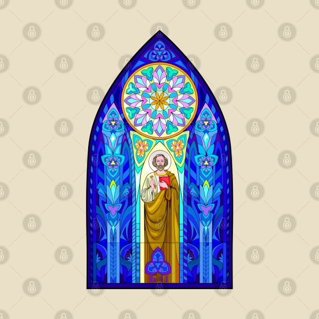 Gothic stained glass window with Peter the Apostle by Artist Natalja Cernecka