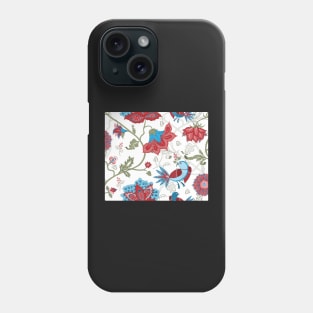 Exotic chintz with bird - white/multicolour Phone Case