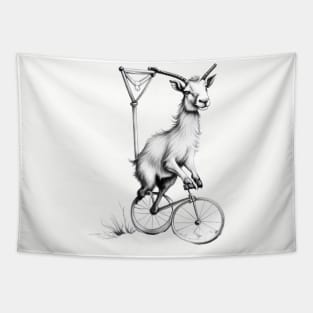 Goat on a unicycle Tapestry