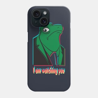 Cool, funny, cute frog with tuxedo, wstching you Phone Case