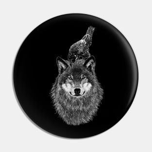 Wolf and Crow Pin