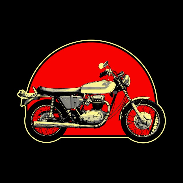 A70 Lightning 1971 Retro Red Circle Motorcycle by Skye Bahringer