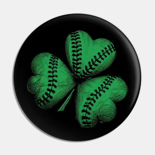 St. Patrick's Baseball Softball Shamrock Baseball Stitches Cute Baseball Lover Pin by TeeCreations