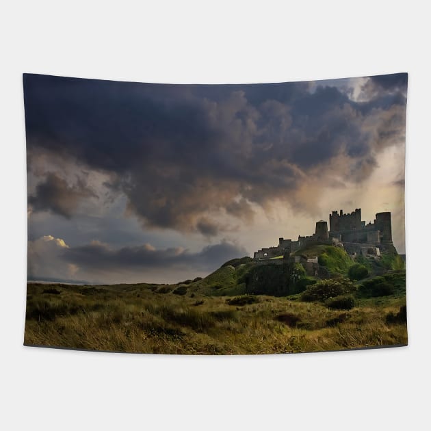 Bamburgh Castle in Stormy weather Tapestry by Memories4you