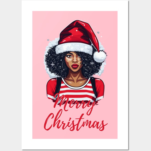 African American black santa Merry Fabric