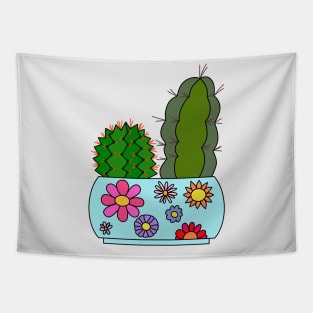 Cute Cactus Design #116: Cacti Arrangement In Floral Pot Tapestry