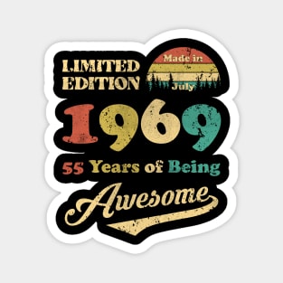 Made In July 1969 55 Years Of Being Awesome Vintage 55th Birthday Magnet