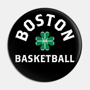 Boston Beantown Clover Basketball Fan T-Shirt: Show Your Pride for Boston & Hoops Pin