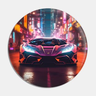 Asian Neon City Sports Car Pin