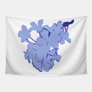 Abstract Blue Flowers Tapestry