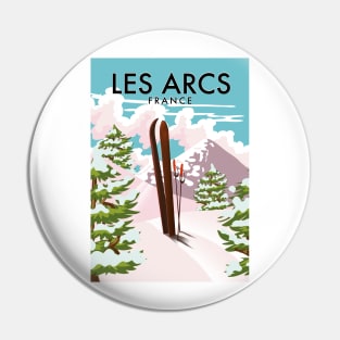 Les Arcs France travel ski poster Pin