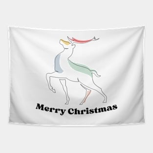 Merry Christmas Deer Art -  Hunting Season Artwork Tapestry