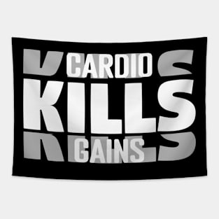 Cardio Kills Gains - Funny Gym Quote Tapestry