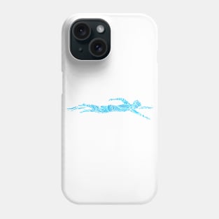 Freestyle Swimmer with Creative Blue Wave Design Gift Phone Case