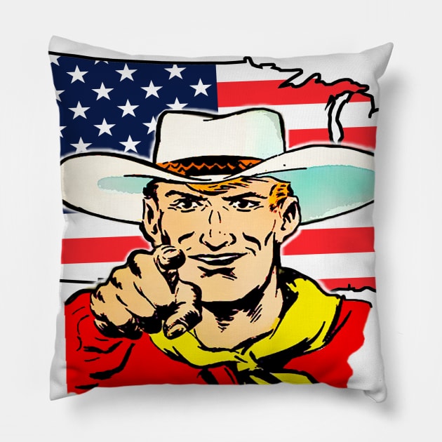 Patriot cowboy Pillow by Marccelus