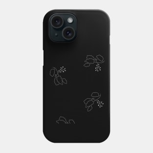 White flower on a black background. Floral theme Phone Case