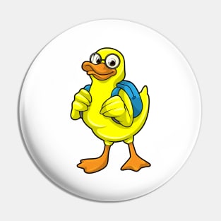 Duck as Student with Backpack Pin