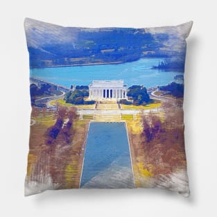 National Mall, Lincoln Memorial Watercolor Pillow
